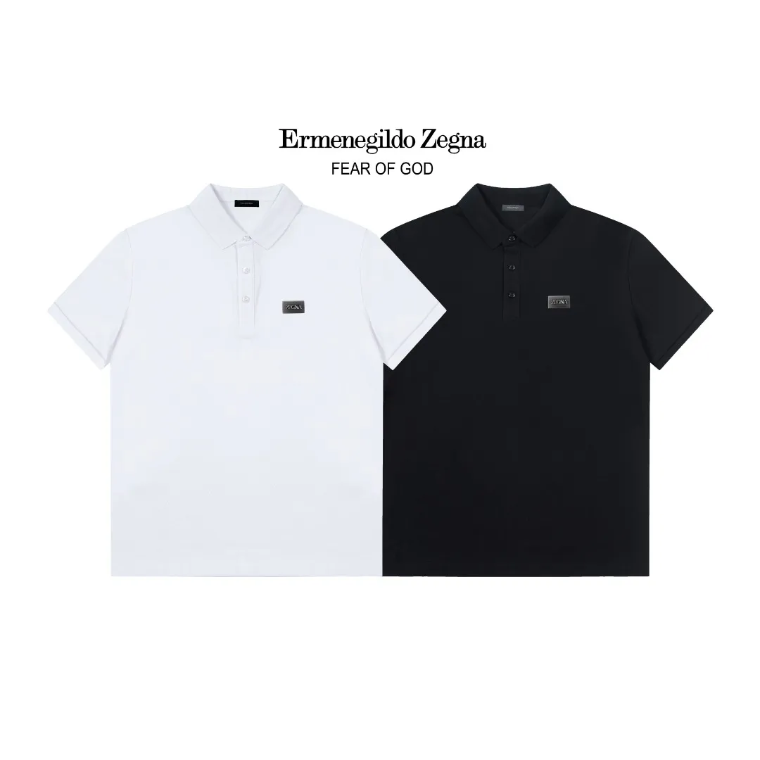 ZENGA Classic LOGO Polo ， Retro Same Style Versatile : White Black Size：M-3XL